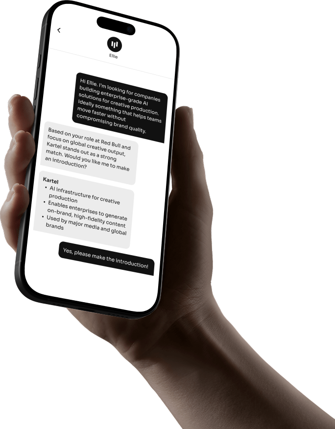 Ellie chat on an iPhone held in one hand